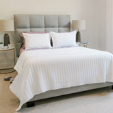 Vertical Stripes Quilted Blanket Set
Color: White