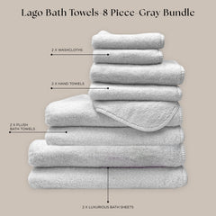 Lago Bath Towels Gray Bundle