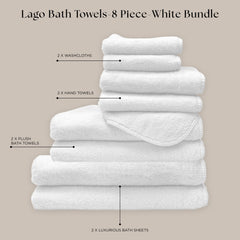 Lago Bath Towels White Bundle
