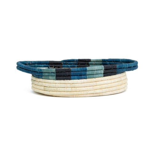 Cool Color Blocked Dipped Raffia Oval Basket